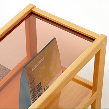 Modern Minimalist Bamboo Glass Rounded Rectangle End Table With 3-Tier For Living Room