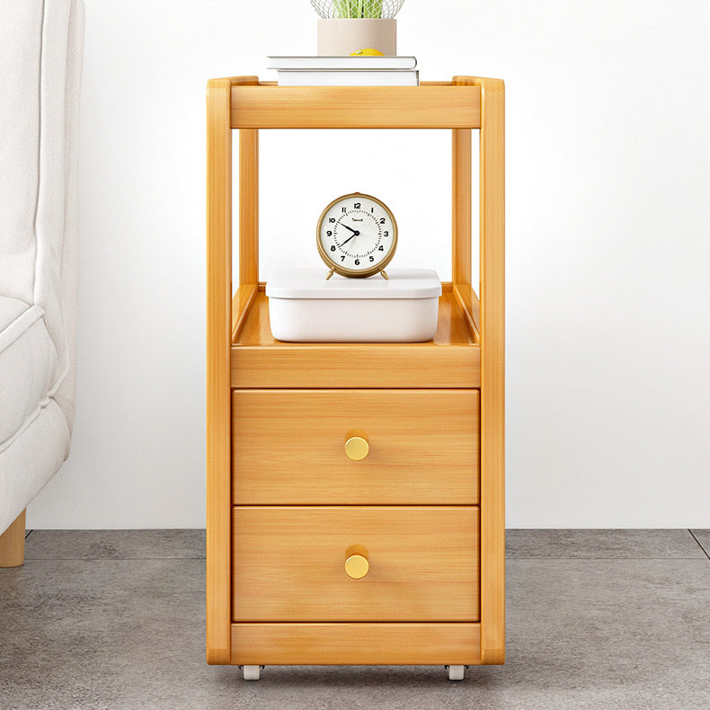 Modern Minimalist Bamboo Glass Rounded Rectangle End Table With 3-Tier For Living Room