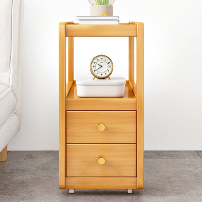 Modern Minimalist Bamboo Glass Rounded Rectangle End Table With 3-Tier For Living Room