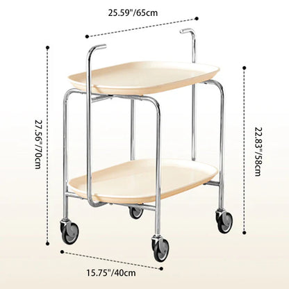 Modern Mid-Century Oval ABS Iron End Table 2-Tier Rolling Cart For Living Room