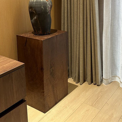 Traditional Vintage Column Distressed Wood Grain Pine Wood End Table For Living Room