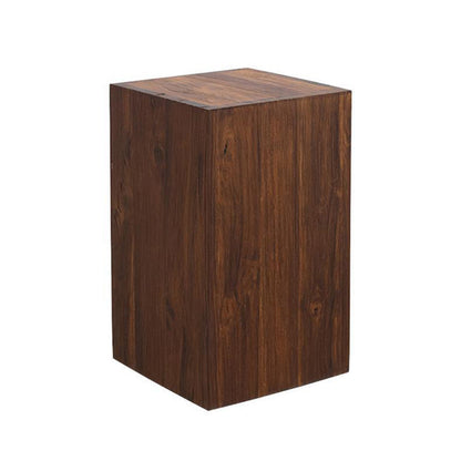 Traditional Vintage Column Distressed Wood Grain Pine Wood End Table For Living Room
