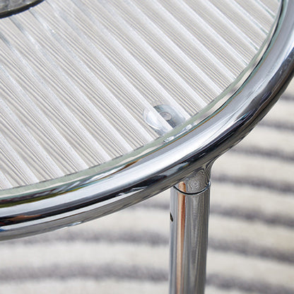 Modern Mid-Century Ribbed Glass Iron Round Top Rotating Coffee Table 2-Tier Nesting Table With Casters For Living Room