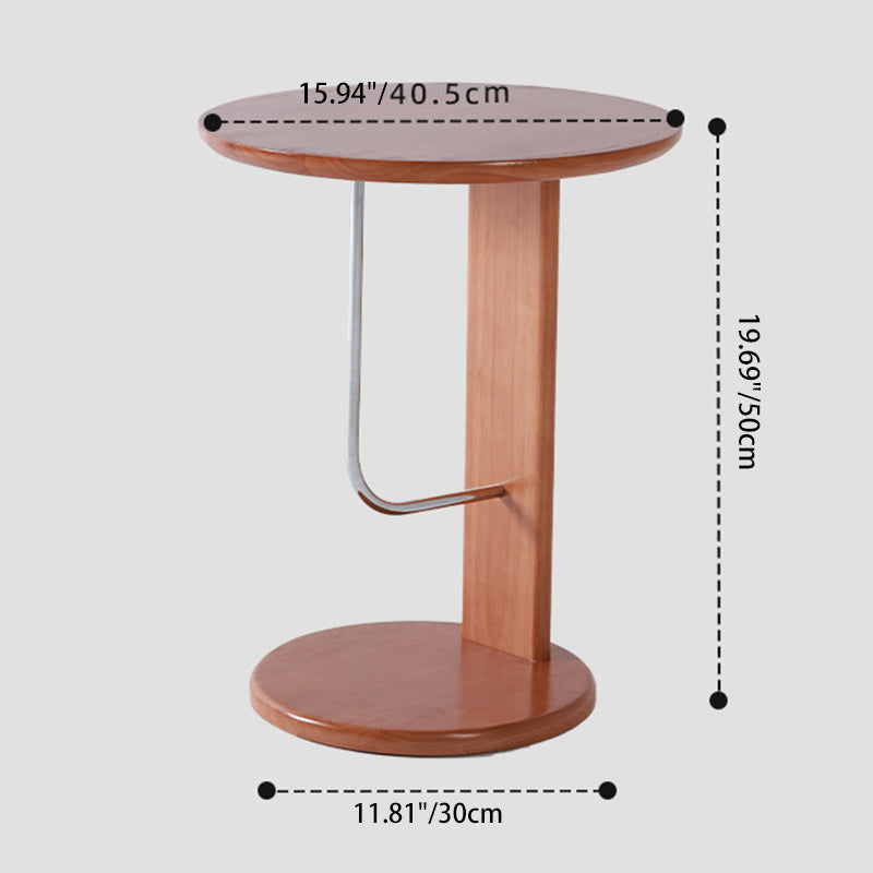 Traditional Vintage Round Rubberwood Carbon Steel Side Table For Living Room