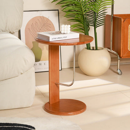 Traditional Vintage Round Rubberwood Carbon Steel Side Table For Living Room