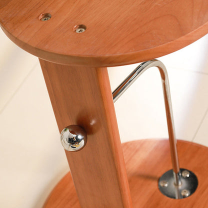 Traditional Vintage Round Rubberwood Carbon Steel Side Table For Living Room