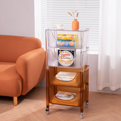 Contemporary Simplicity PC Rectangular End Table 4-Tier Rolling Cart For Living Room