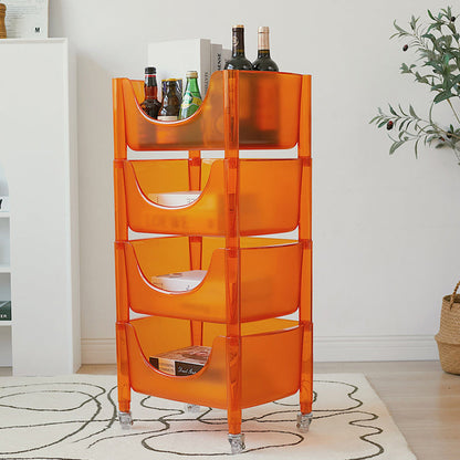 Contemporary Simplicity PC Rectangular End Table 4-Tier Rolling Cart For Living Room