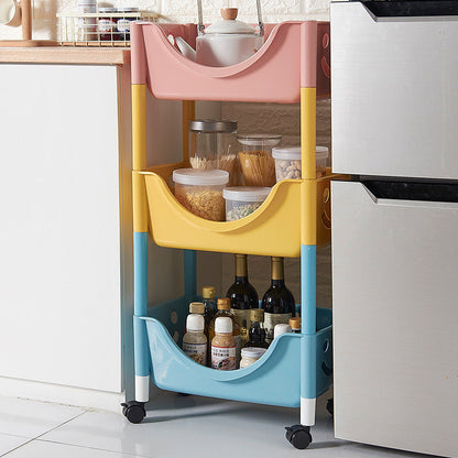 Contemporary Scandinavian PP End Table With Wheels 3-Tier Toy & Snack Storage Rack For Living Room