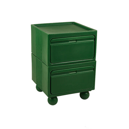 Modern Mid-Century Cube PE Nightstand 2-Drawer For Bedroom