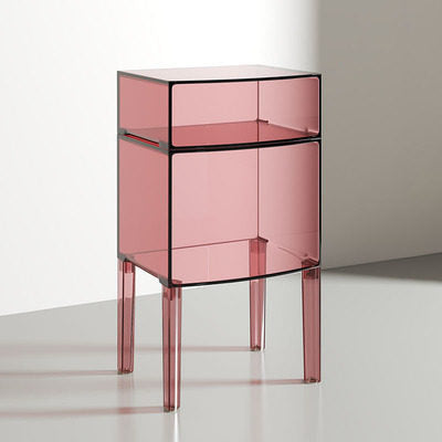 Modern Mid-Century PC Rectangular Nightstand 1/2-Tier Storage Shelves For Bedroom