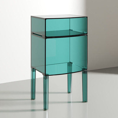 Modern Mid-Century PC Rectangular Nightstand 1/2-Tier Storage Shelves For Bedroom