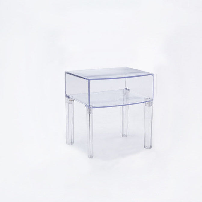 Modern Mid-Century PC Rectangular Nightstand 1/2-Tier Storage Shelves For Bedroom