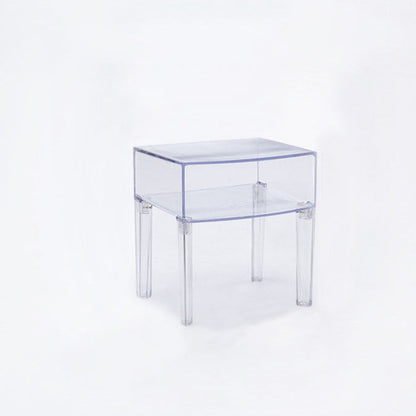 Modern Mid-Century PC Rectangular Nightstand 1/2-Tier Storage Shelves For Bedroom