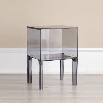 Modern Mid-Century PC Rectangular Nightstand 1/2-Tier Storage Shelves For Bedroom