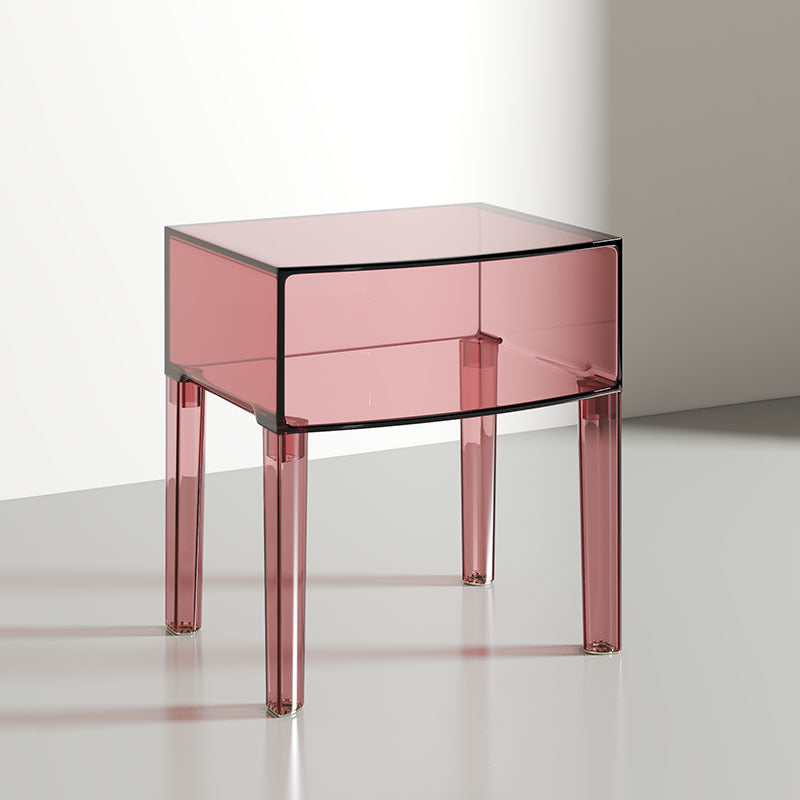 Modern Mid-Century PC Rectangular Nightstand 1/2-Tier Storage Shelves For Bedroom