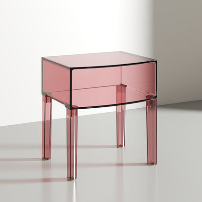 Modern Mid-Century PC Rectangular Nightstand 1/2-Tier Storage Shelves For Bedroom