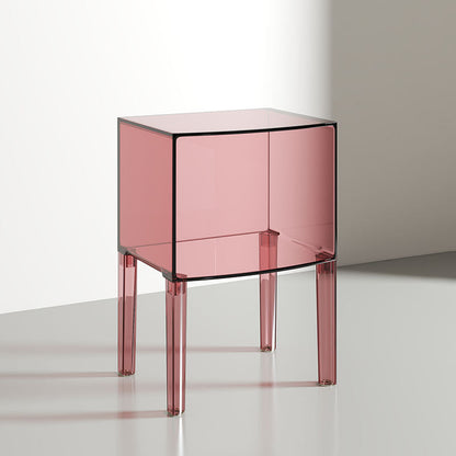 Modern Mid-Century PC Rectangular Nightstand 1/2-Tier Storage Shelves For Bedroom