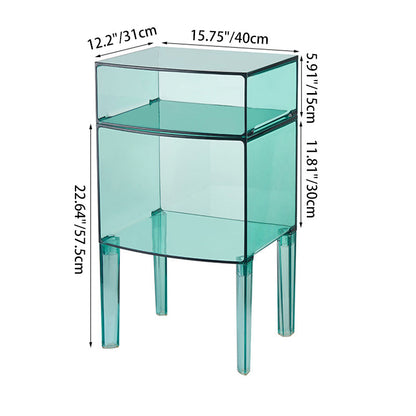 Modern Mid-Century PC Rectangular Nightstand 1/2-Tier Storage Shelves For Bedroom