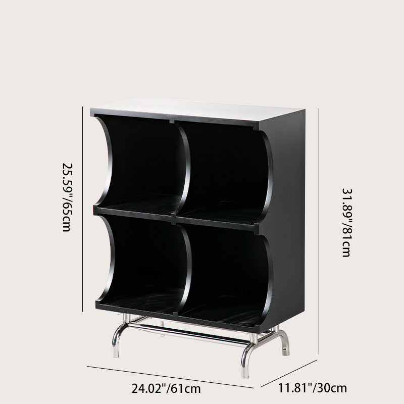 Contemporary Simplicity Rectangular MDF Stainless Steel Multi-functional Storage Unit 1/2-Tier Storage Cabinet For Living Room