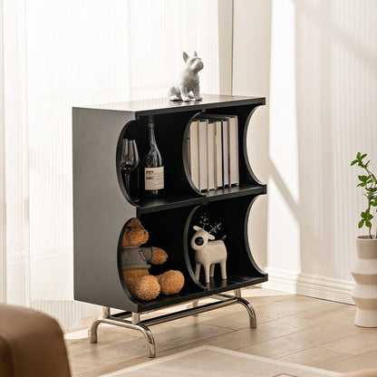Contemporary Simplicity Rectangular MDF Stainless Steel Multi-functional Storage Unit 1/2-Tier Storage Cabinet For Living Room