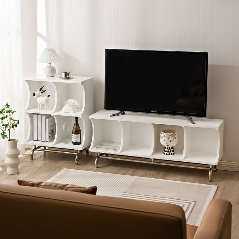 Contemporary Simplicity Rectangular MDF Stainless Steel Multi-functional Storage Unit 1/2-Tier Storage Cabinet For Living Room