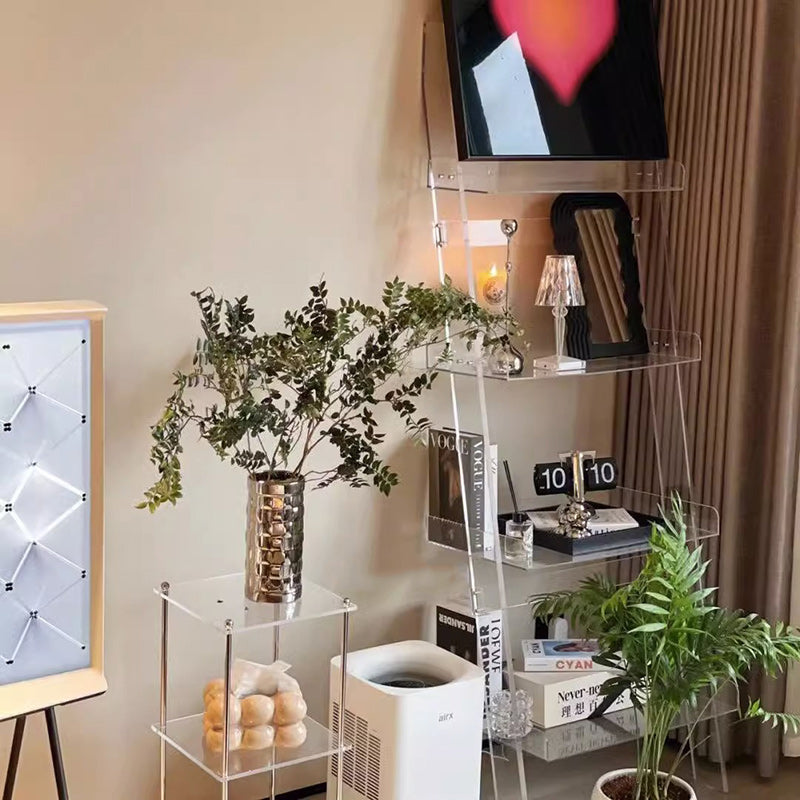 Modern Minimalist Acrylic Storage Display Magazine Rack 4-Tier Storage Shelves For Living Room