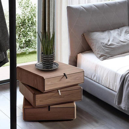 Traditional Vintage HDF Cube Rotating 3-Tier Storage Drawers For Bedroom