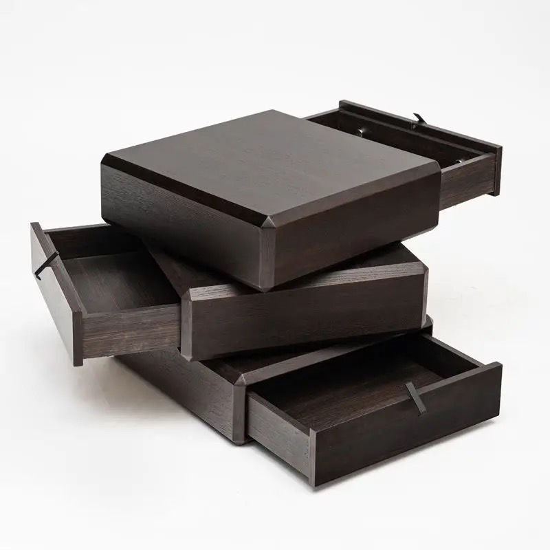 Traditional Vintage HDF Cube Rotating 3-Tier Storage Drawers For Bedroom