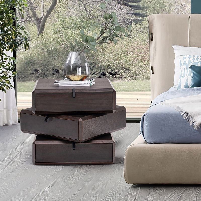 Traditional Vintage HDF Cube Rotating 3-Tier Storage Drawers For Bedroom