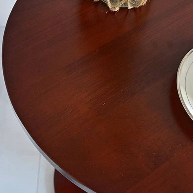 Traditional Vintage Solid Wood Geometric Round Top Side Table For Living Room