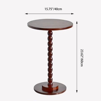 Traditional Vintage Solid Wood Geometric Round Top Side Table For Living Room