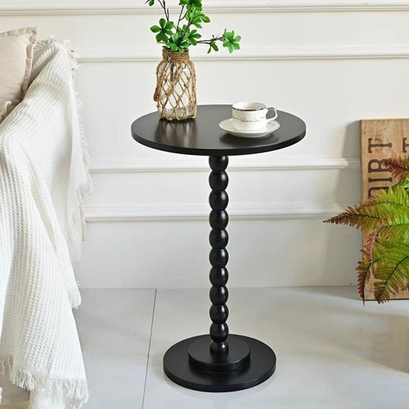 Traditional Vintage Solid Wood Geometric Round Top Side Table For Living Room