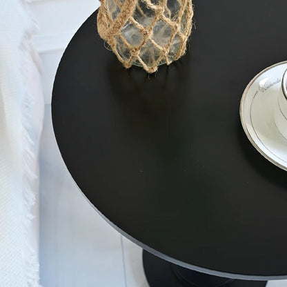 Traditional Vintage Solid Wood Geometric Round Top Side Table For Living Room