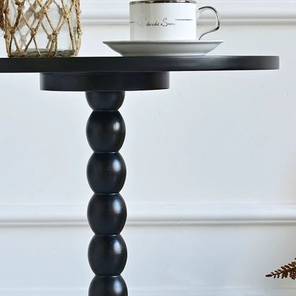 Traditional Vintage Solid Wood Geometric Round Top Side Table For Living Room