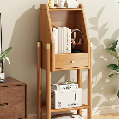 Traditional Vintage Bamboo Fiberboard Multi-functional Storage Sideboard 3/4-Tier Display Rack With Drawer For Home Office