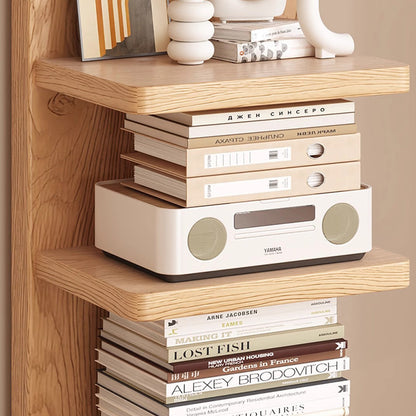 Traditional Japanese Rubber Wood Corner Bookshelves 5/9-Tier Standing Shelves For Study