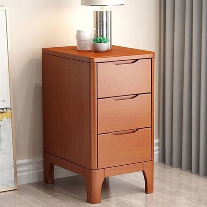 Contemporary Scandinavian Rectangular Solid Wood Nightstand 3-Drawer For Bedroom