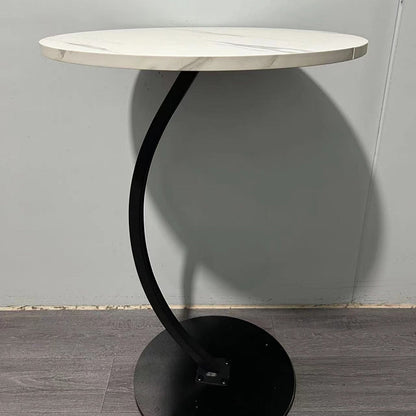 Modern Minimalist Round MDF & Iron End Table 1-Tier For Living Room