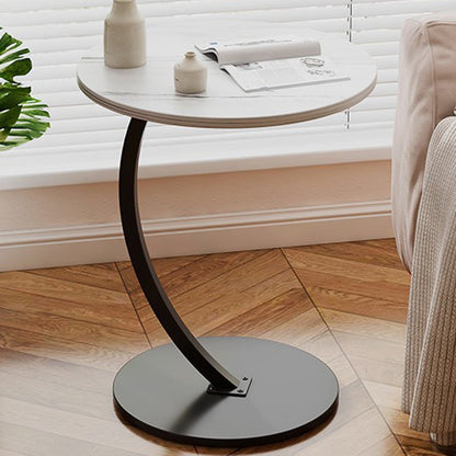 Modern Minimalist Round MDF & Iron End Table 1-Tier For Living Room