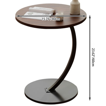 Modern Minimalist Round MDF & Iron End Table 1-Tier For Living Room
