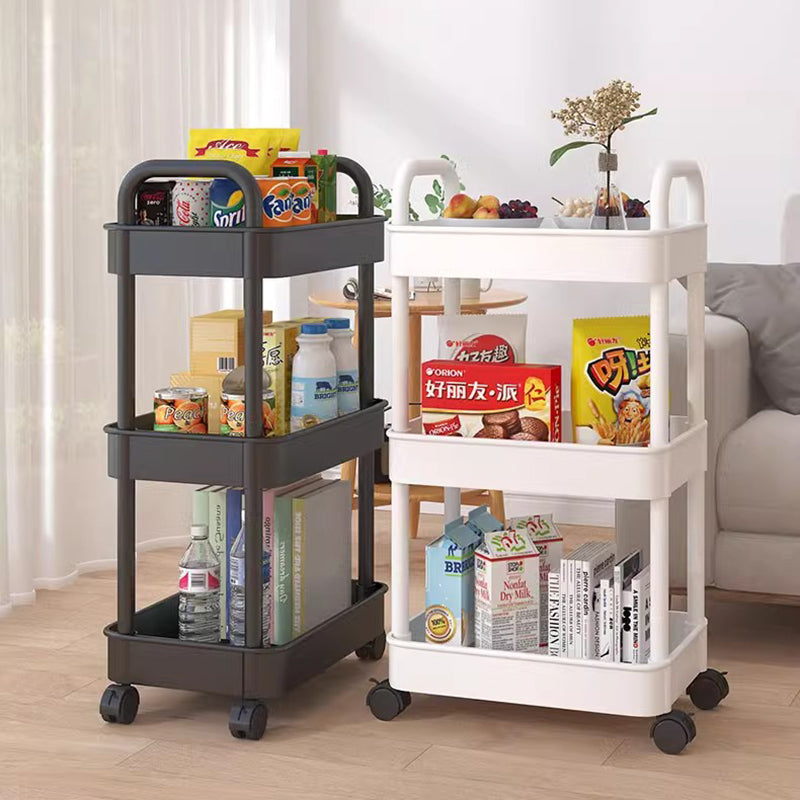 Modern Minimalist Rectangular Plastic Carbon Steel Side Table 2/3/4/5-Tier For Living Room