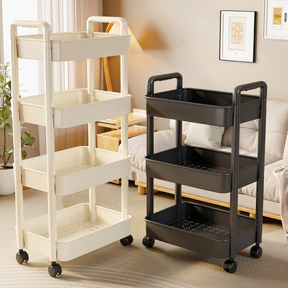 Modern Minimalist Rectangular Plastic Carbon Steel Side Table 2/3/4/5-Tier For Living Room