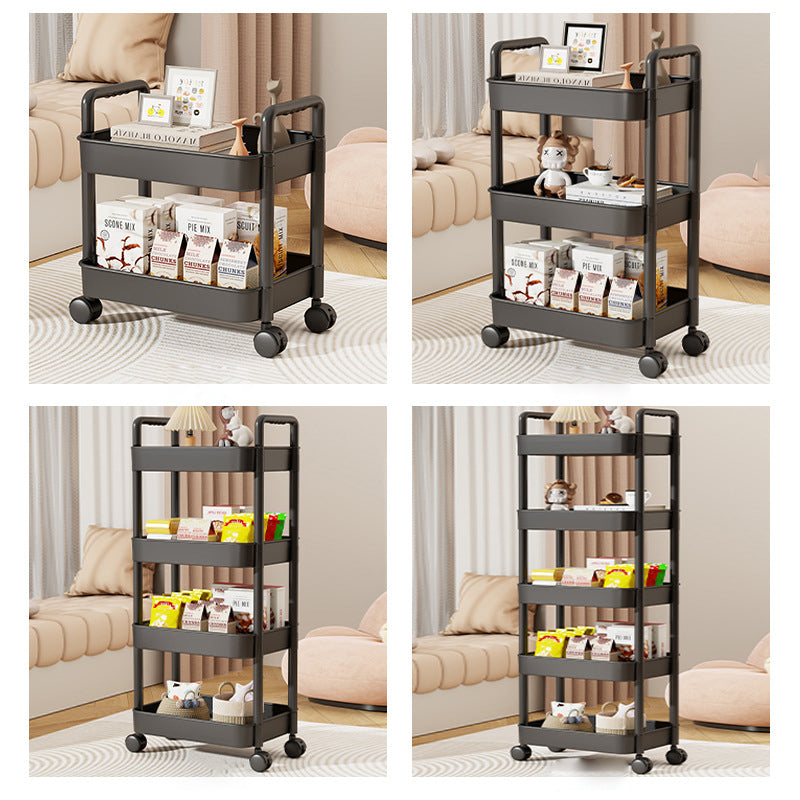 Modern Minimalist Rectangular Plastic Carbon Steel Side Table 2/3/4/5-Tier For Living Room