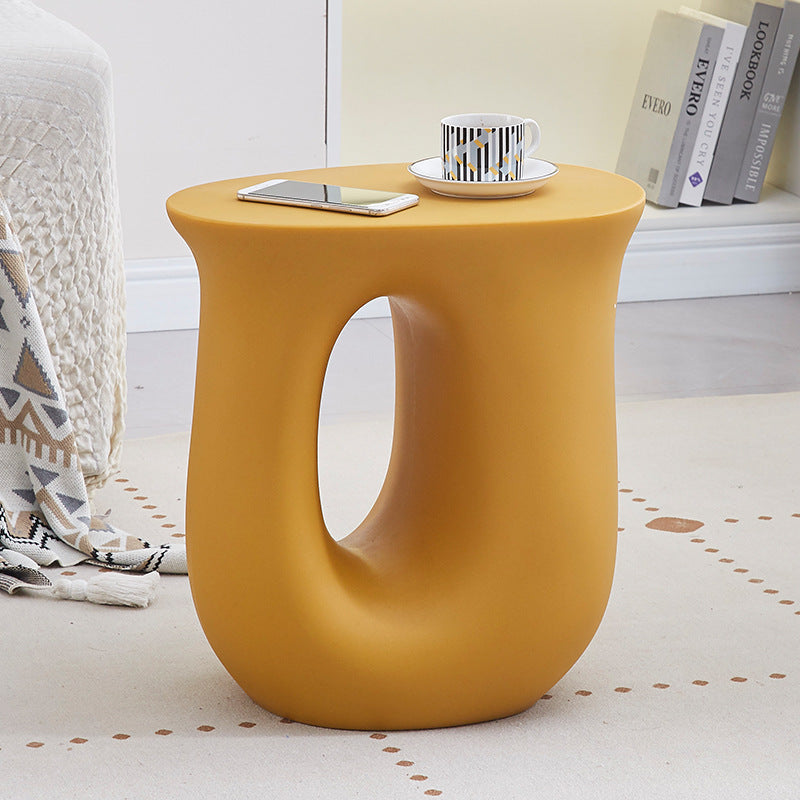 Modern Minimalist Oval Skeleton Plastic Coffee Table 1-Tier For Living Room