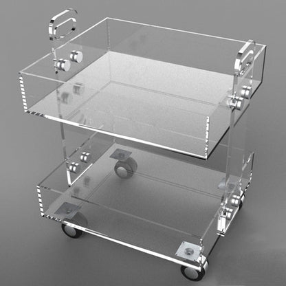 Modern Minimalist Rectangular Metal Acrylic Movable Side Table 2/3-Tier For Living Room
