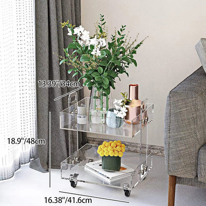 Modern Minimalist Rectangular Metal Acrylic Movable Side Table 2/3-Tier For Living Room