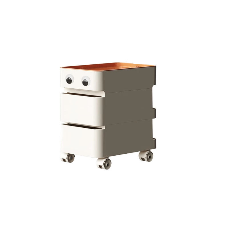 Modern Minimalist Rectangular ABS Movable Universal Wheel Side Table 1/2/3/4-Drawer For Living Room