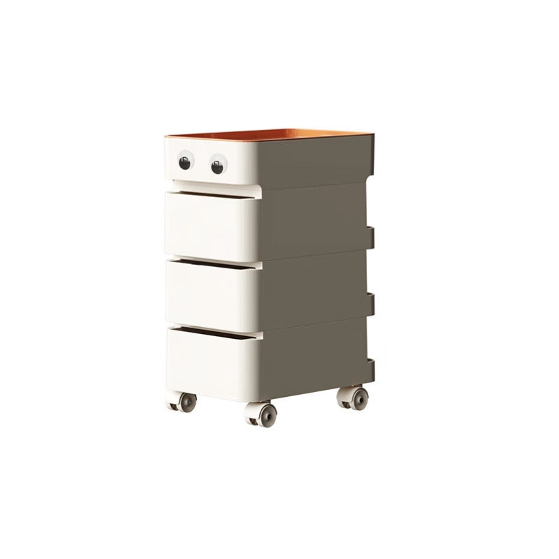 Modern Minimalist Rectangular ABS Movable Universal Wheel Side Table 1/2/3/4-Drawer For Living Room