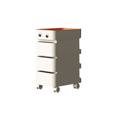 Modern Minimalist Rectangular ABS Movable Universal Wheel Side Table 1/2/3/4-Drawer For Living Room